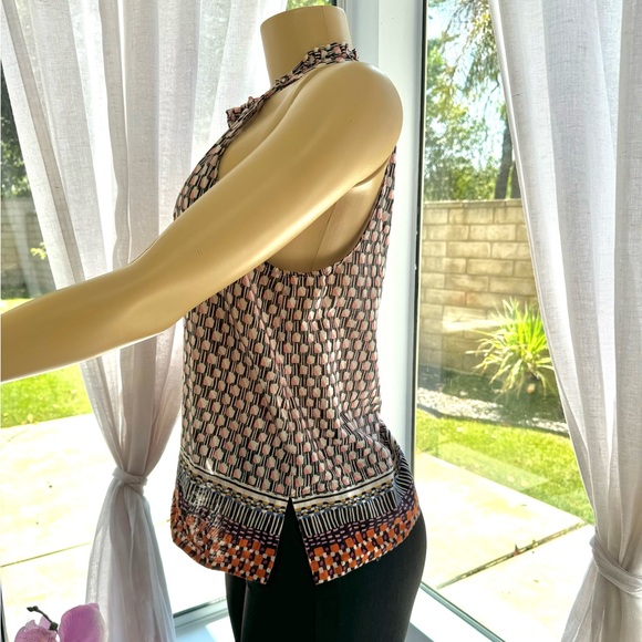 Maeve Women's Prema Sleeveless Button Tank Boho Ethnic Mixed Print Ruffle Size L - Picture 9 of 15